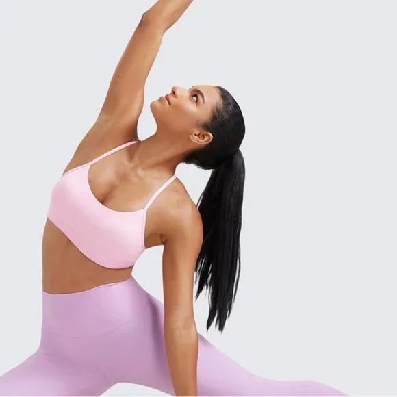 CRZ Yoga Butterluxe Y Back Padded Sports Bra Pink Peony M - Picture 3 of 6